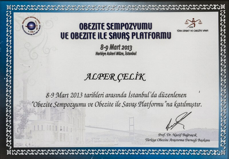Prof. Dr. Alper Çelik Sertifika